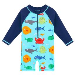 Baohulu Lovely Cartoon Baby Rash Guards Long Sleeve Kids Swimwear for Boys Girls Toddler Girl Swimsuit Beachwear Child