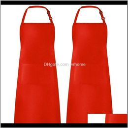 Textiles Home & Garden2 Pack Adjustable Bib Apron Resistant With 2 Pockets Cooking Kitchen Aprons For Bbq Ding, Women Men Chef, Red Drop Del