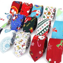 Brand Christmas 6cm Tie Red Blue Green Printed Necktie Santa Claus Snowflake Tree Neck for Festival Gifts