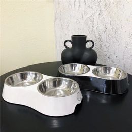 Fashion Brands Pet Bowls for dog and cat Small animal water feeder High quality plastic stainless steel double material pets bowl2742