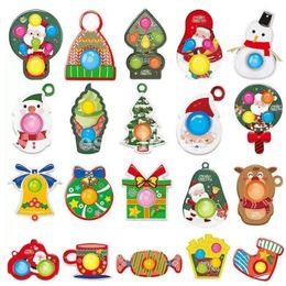 Party Favor Fidget Toy Pop Anti-stress Simple Dimple Push Bubble Children Squeeze Christmas Toys Kids Keychain Gift