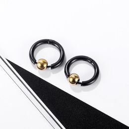 mens small hoop earrings NZ - Stainless Steel Black Small Circle Hoop Earrings For Men Women Gold Color Beads Fashion Jewelry Wholesale Girl Gift Accessories & Huggie
