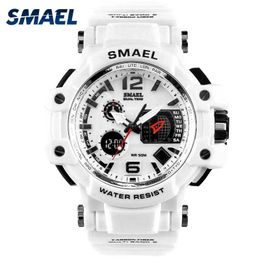 SMAEL Men Watches White Sport Watch LED Digital 50M Waterproof Casual Watch S Shock Male Clock 1509 relogios masculino Watch Man X0524