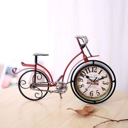 Desk & Table Clocks Retro Mute Clock 6 Inch Wrought Iron Handicraft Bicycle Home Decor Living Room DecorationCreative Gift