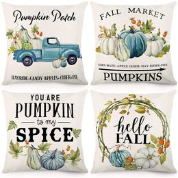Pillow Case Fall Covers 18X18 Inch Set Of 4 Decorations Throw Pillowcase Farmhouse Cushion For Sofa And Home Decor
