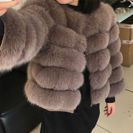 maomaokong 50CM Natural Real Fur CoatWomen Winter natural fur Vest Jacket Fashion silm Outwear Real Fur Vest Coat 211007