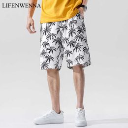 LIFENWENNA Men's Summer Shorts Fashion Flower Printed Beach Shorts Men Casual Loose Cool Male Shorts M-5XL 210528