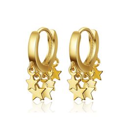 Fashion Silver Colour Star Pendant Earrings Gold Ins Star Tassel Small Hoop Earrings Punk Jewellery Cool Women Girl Friendship Gift