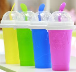 Easy DIY Smoothie Tumblers Cup With Straw Magic Pinch Maker Travel Camp Portable Silicone Sand Ice Cream Slush