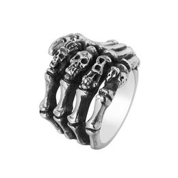 Wedding Rings High Quality 25mm Stainless Steel Women's Hip Hop Jewellery Gift Steampunk Skeleton Hand Finger Ring For Men Drop