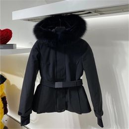 Högkvalitativa kvinnor jackor 3 färger stor päls krage svart skidor rockar kvinnliga vintermode kläder 211022