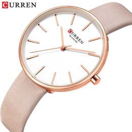 Curren Simple Leather Analog Quartz Women's Watch Montre Femme New Clock Dress Ladies Wrist Watches Female Fashion Casual Clock Q0524