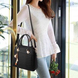 Fashion Women Handbags Pu Leather Tassel Totes Bag Top-handle Embroidery Crossbody Shoulder Lady Simple Hand s 40#23