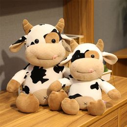65CM Cartoon Milk Cow Plush Toys Cute Simulation Cattle Stuffed Animals Doll Soft Pillow For Friends Kids Birthday Gifts 220222