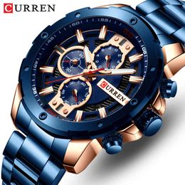 CURREN Men Watch Top Brand Stainless Steel Mens Watches Chronograph Quartz Watch Men Sports Clock Relogio Masculino Reloj Hombr 210517
