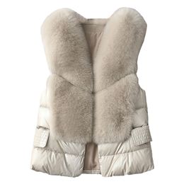 Fur Vest Women's Short Down Feather Imitation Slim Temperament Jacket Autumn And Winter Fashion All-match 211124