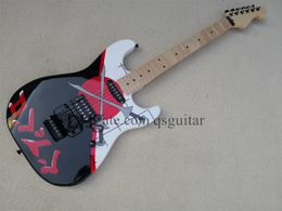 guitar roses UK - custom char electric guitar,white guitar,sword pattern veneer,floyd rose tremolo bridge,black knobs
