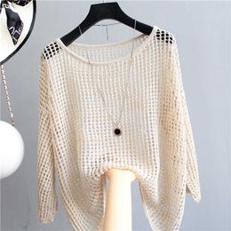 Cashmere Sweater Women Christmas Knitted Sweater Tops Female half Sleeve sexy hollow out o neck knit sweater female 210604