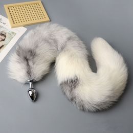 70cm/27.5" -Real Cross Fox Fur Tail Plug Anal Plug Adult Sweet Sex Games Party Costume Cosplay Toys