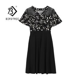 Polka Dot Fake Two Pieces Dress Plus Size Summer Chiffon Patchwork Fashion Dresses For Women D11001X 210416
