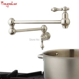 Bagnolux High Quality Wall Mounted Dual Shut Off Pot Filler Faucet with 22" Double-Jointed Swinging Spout Lever Handles 210719