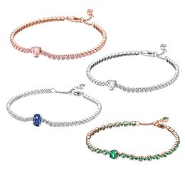 moonstone bracelet sterling UK - 100% 925 Silver Material 2021 Winter New Original Shiny Love Heart Pav Tennis Bracelet Ladies Fashion Jewelrygift