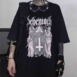 QWEEK Gothic Punk Harajuku Tshirt Emo Style Mall Tops Summer T Shirts Streetwear Black Grunge Clothes 210623