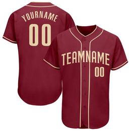 Custom Crimson Cream-2 Authentic Baseball Jersey