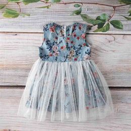 Summer Pretty Floral Sleeveless Mesh Dresses for Baby Girl Toddler 210528