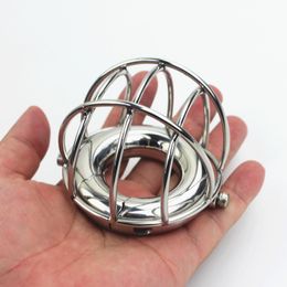 4 Sizes Scrotum Pendant Stainless Steel Cockrings Cock Cage Metal Locking Chastity Devices Male Bondage Device BDSM Sex Toys BB-100