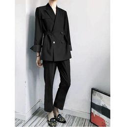 Women's Suits & Blazers Large Size Jacket Set Female 2021 Autumn And Winter Fashion Feet Pants OL Was Thin Suit Two-piece Temperament Casual