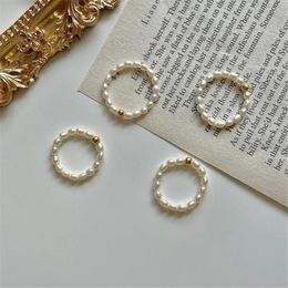 Wedding Rings Natural Freshwater Pearl For Women Girls Bead Engagement Ring Korean Style Finger Vintage Jewellery Gifts