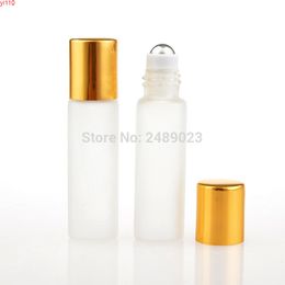 Mini 5ml Travel Frosting Glass Roll on Perfume Bottle For Essential Oils Empty Cosmetic Containers With Steel Beads 100pcs/lotgoods