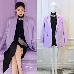 Women's Suits & Blazers Purple Suit Blazer Loose Designer Sense Minoritybrand Coat Jacket For Women Coats Mujer Winter Clothes Womens Office