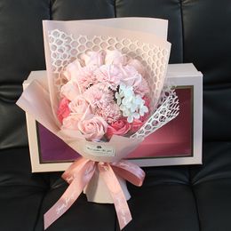 Valentines Day Gift 19 Rose Soap Bouquet wedding decoration Gift Box Christmas Birthday Gift for girlfriend wife 210517
