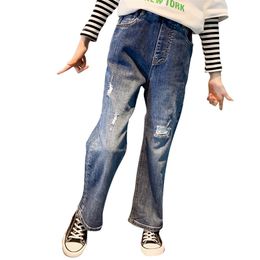 Jeans Girl Hole Kids Girls Spring Autumn Casual Style Children's Clothes 6 8 10 12 14 210527