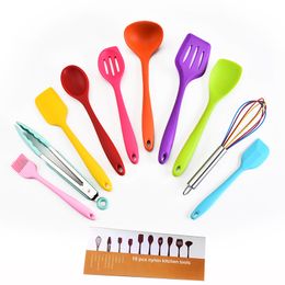 10pcs Cookware Sets high temperature resistant silica gel cooking utensils non-stick shovel and spoon set