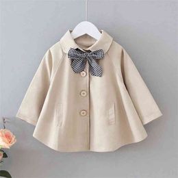 Spring Autumn Coat Girl's Clothes Bowknot Solid Color Top Children's Clothing Girls Outerwear Child 210528