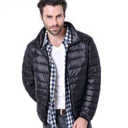 2021 Winter Men's Casual Jackets Zipper Coat Feather Down Jacket Men Fashion Slim Fit Outerwear Brand Men Down Parkas Coats G1115
