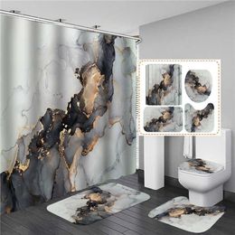 3D Print Elegant Oil Painting Shower Curtain Waterproof Curtains in the Bathroom with Hook Set Soft Bath Mat Toilet Carpet Rugs 210715