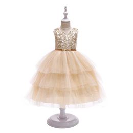 Kids Dresses for Girls Gold Thread Embroidery Elegant Party Dress for Girls Wedding Dress for Toddler Girls Thankgiving Clothes Q0716