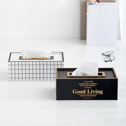 Tissue Boxes & Napkins Nordic INS Wooden Crafts Living Room Dining Decoration Ornaments Simple Box Home Storage Organisation