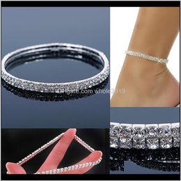 Drop Delivery 2021 Shiny Crystal Rhinestone Elastic Anklets For Women Ankle Bracelet On The Leg Layered Anklet Foot Jewellery Enkelbandje Azimv