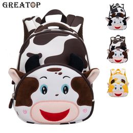 Backpacks Fashion unisex GREATOP 3D Cow Kids Boys Girls Schoolbags Kindergarten Cartoon Animal for Children Toddle