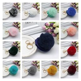 Novelty Plush ball key chain Puff Mirror Keychains Car Bag Pendant Christmas Party Favour 21 Styles T2I52401