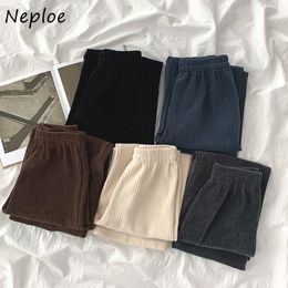 Neploe Loose Casual Multicolor Pants Women High Waist Hip Wide Leg Pantalones Winter Thicked Warm Outwear Trousers All Match 210423