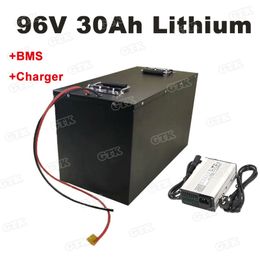 Steel case 96V 30Ah lithium li ion battery pack with BMS for EV/Backup power supply/energy sotrage/Robot+109.2V 5A charger