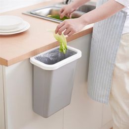 Creative Large Kitchen Dining Table Trash Can Cabinet Door Hanging Without Cover Household Plastic Bucket Bedside Storage 210423