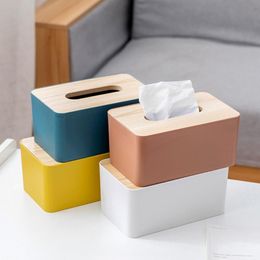 Tissue Boxes & Napkins Wooden Box With Removable Lid Container Towel Paper Holder Case Living Room