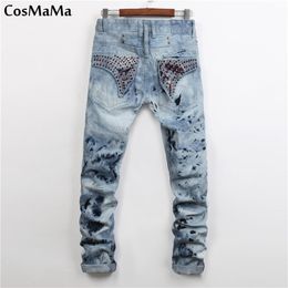 arrival CosMaMa Brand factory designer slim skinny fit american flag biker fashion jeans for men 211111